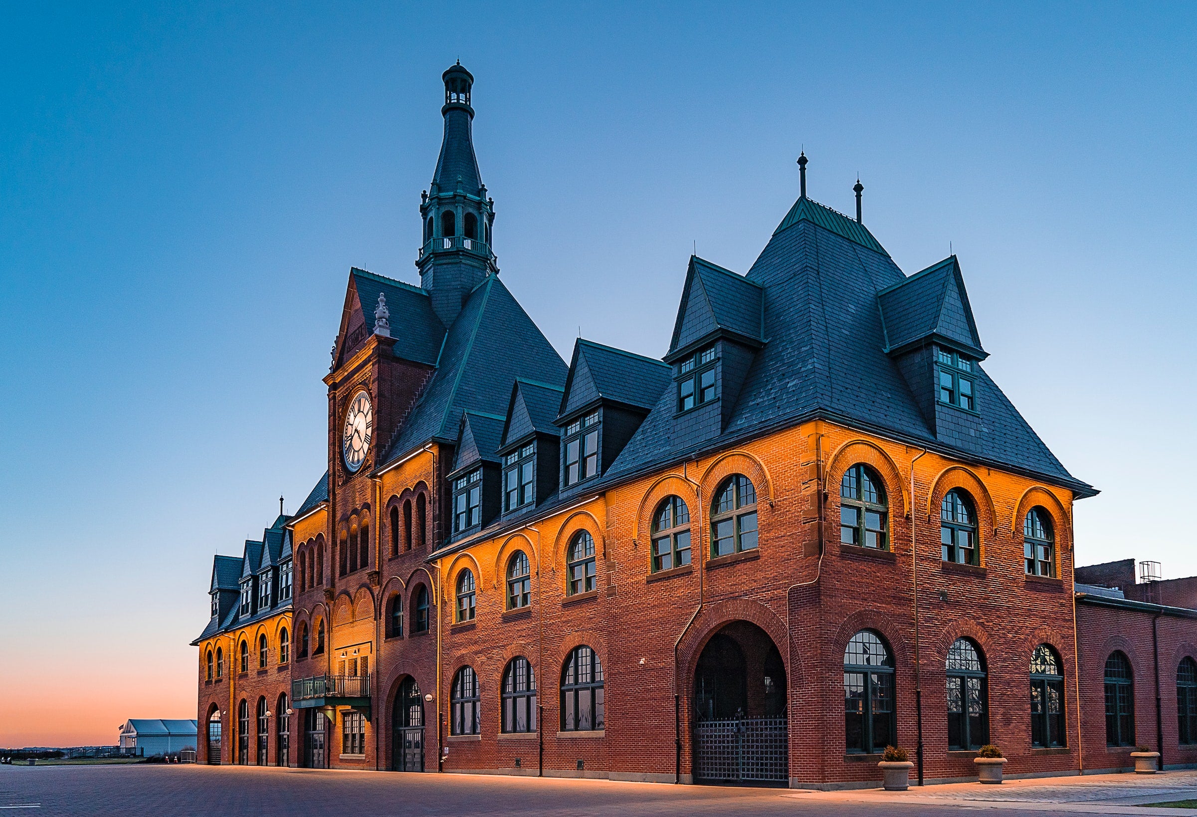 train station in new jersey at sunset