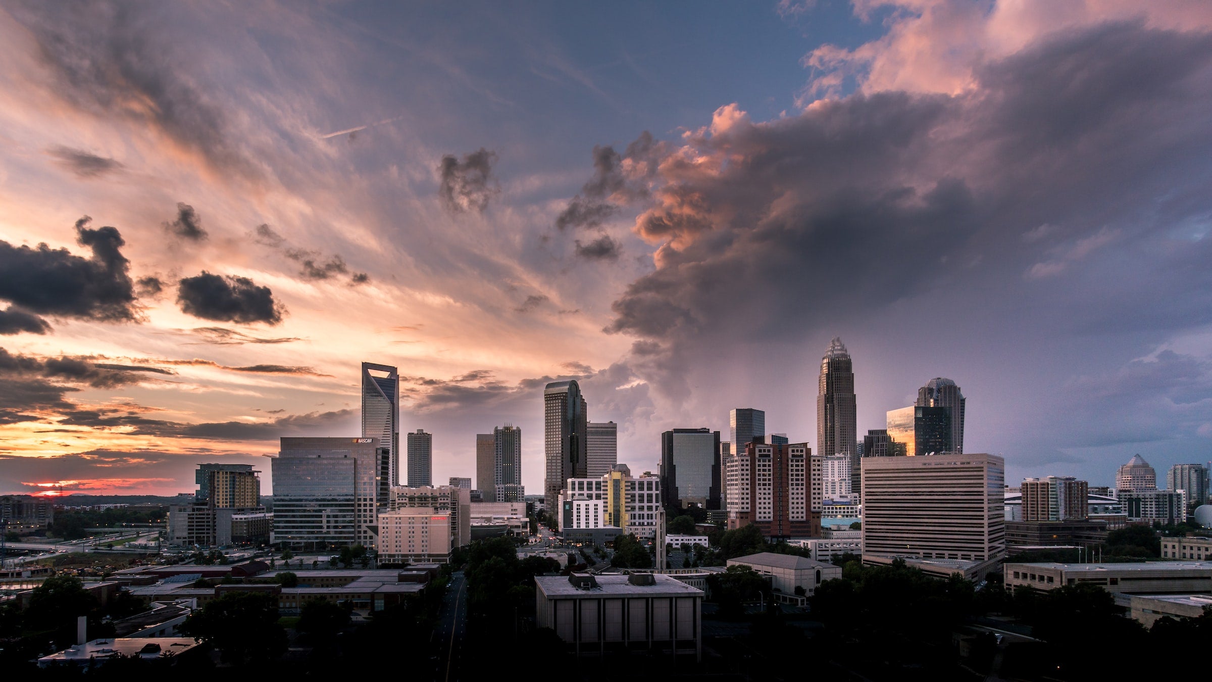 cityscape at dusk in north carolina