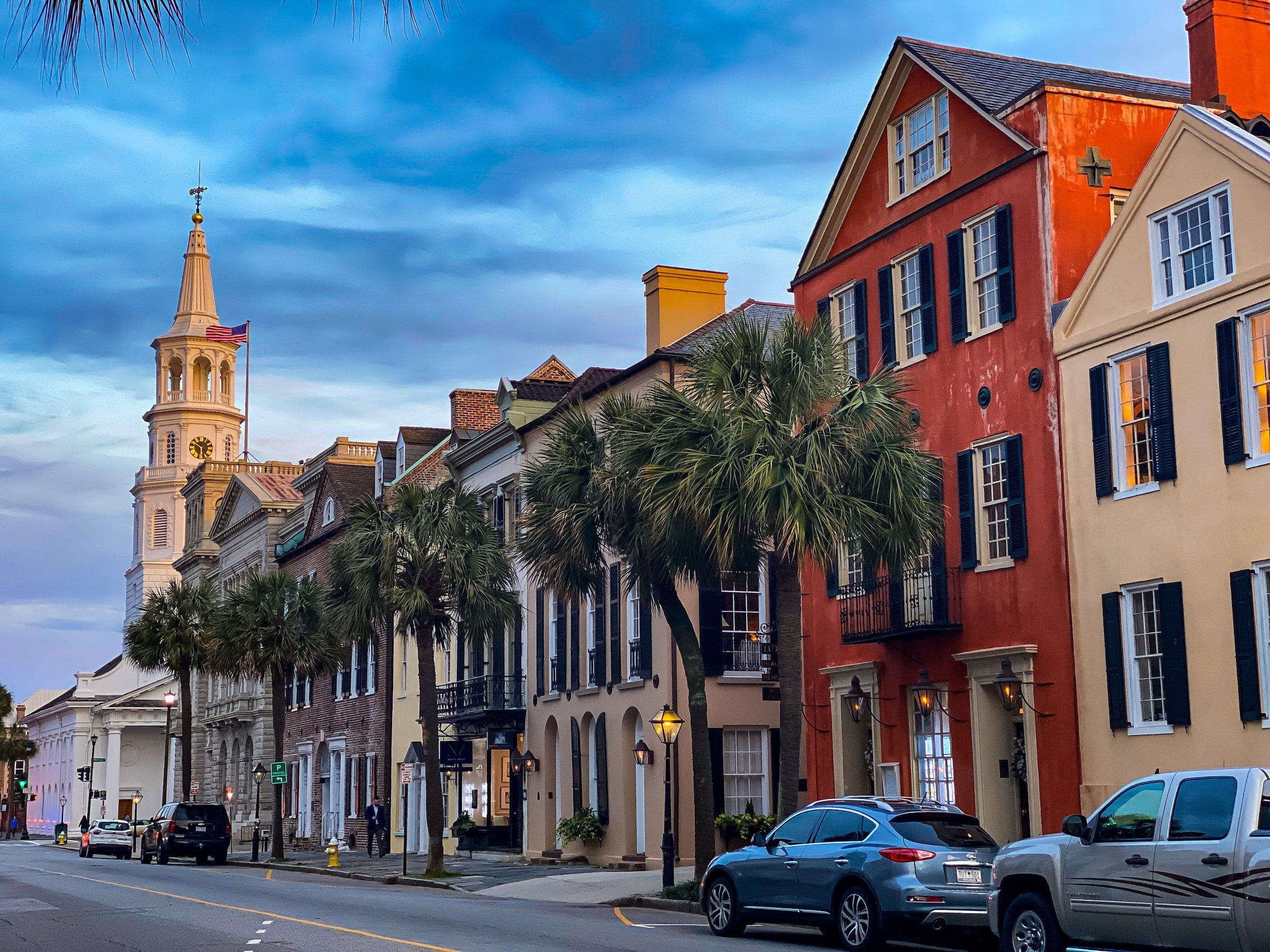 city road at dusk in south carolina