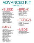 Advanced first aid kit contents list