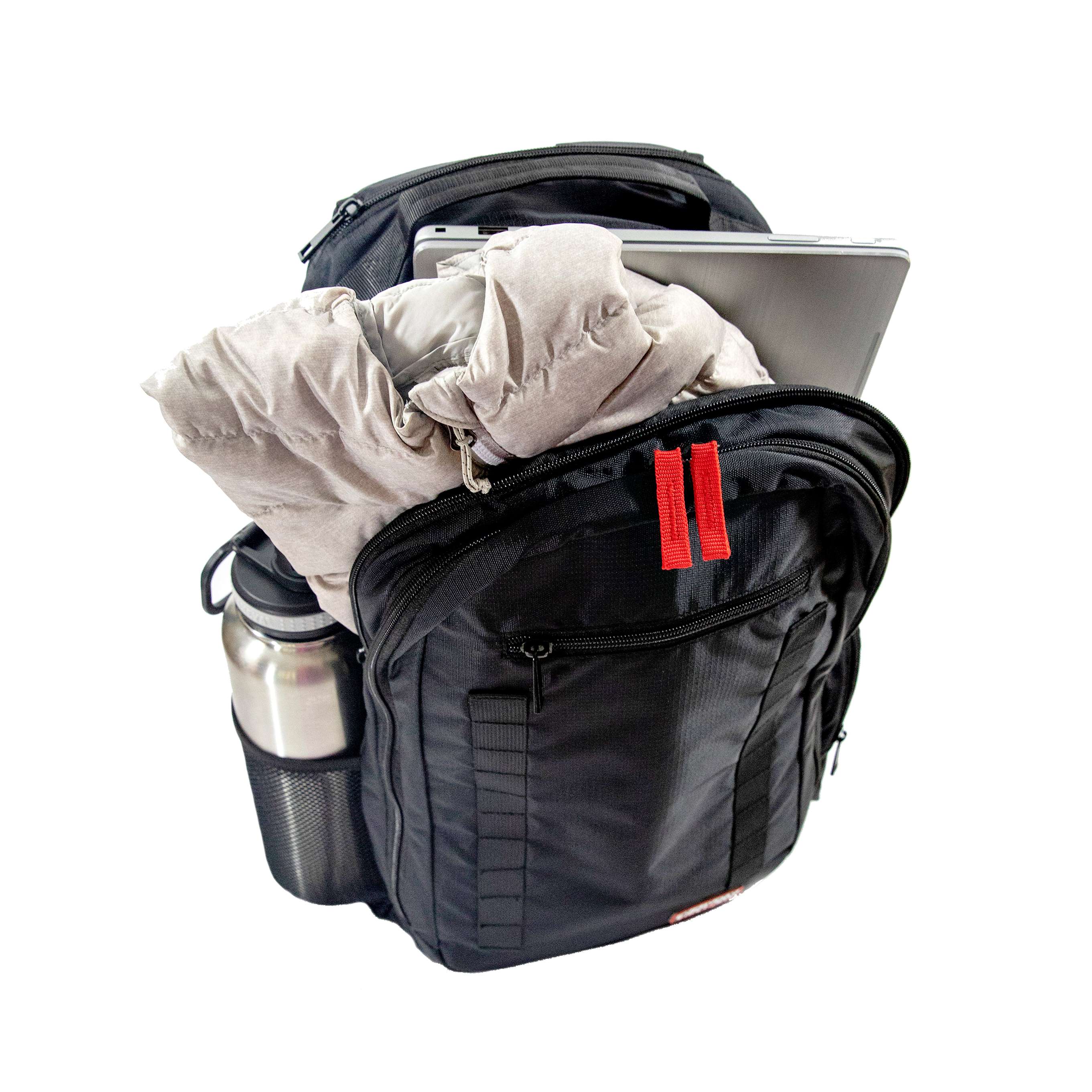 Advanced first aid kit backpack with white coat and computer