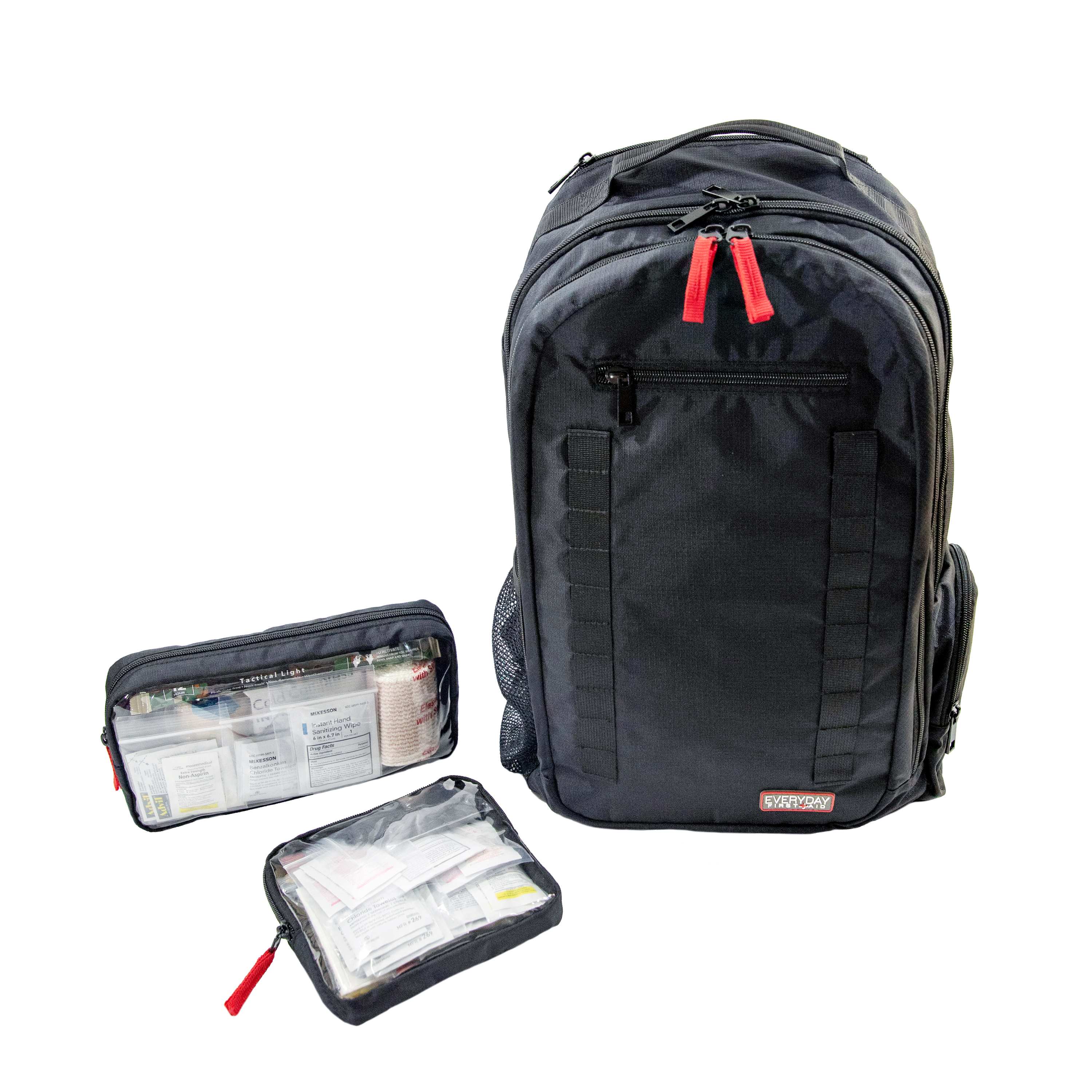 Base first aid kit backpack with pouches out